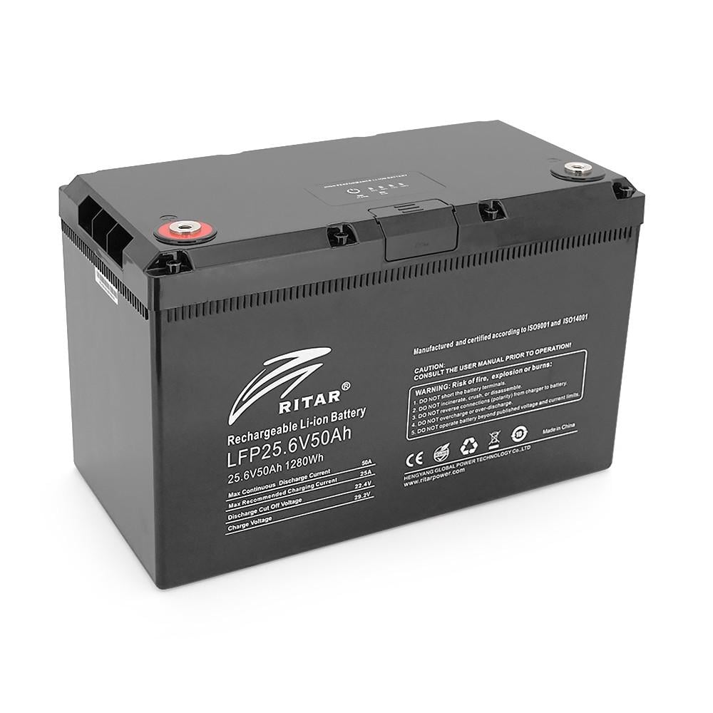 Батарея акумуляторна з bluetooth Ritar LiFePO4 25.6V 50Ah 1280Wh BMS25 8S