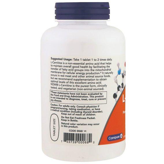 Карнитин NOW Foods L-Carnitine 1000 мг 100 Tabs NF00068 - фото 3