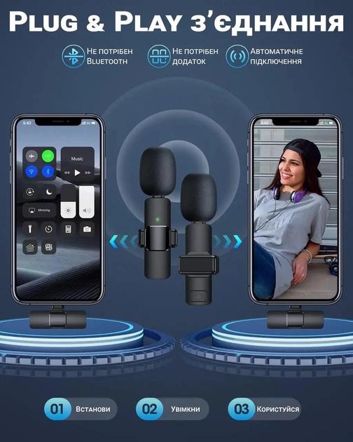 Мікрофон подвійний петличний EMISSE безпровідний для Android Type-C сумісний з iPhone 15 - фото 2