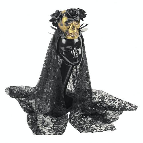 Обруч Нубия с фатой SETA Decor 19-927BLK-GL