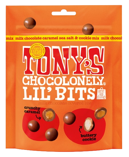 Драже Tony's Chocolonely Lil' Bits з карамеллю морською сіллю та печивом 113 г (2267170860)