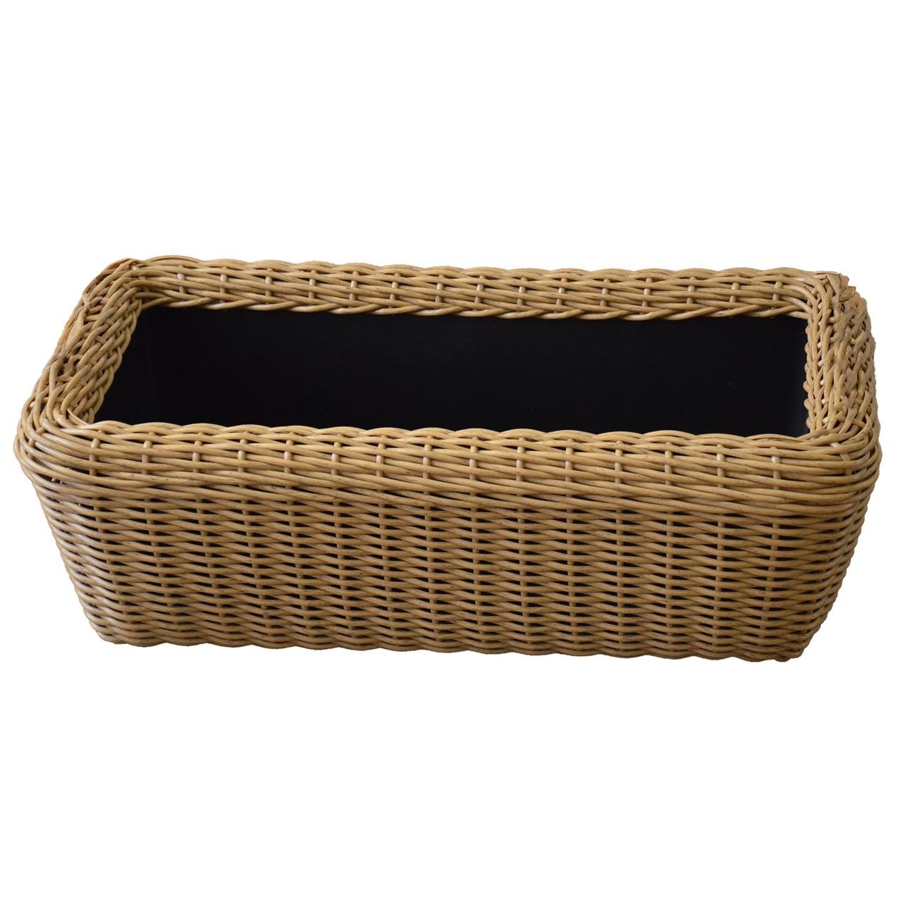 Кашпо прямоугольное для растений и цветов из искусственного ротанга/ручной работы 45 л Дерево (12354571) - фото 3