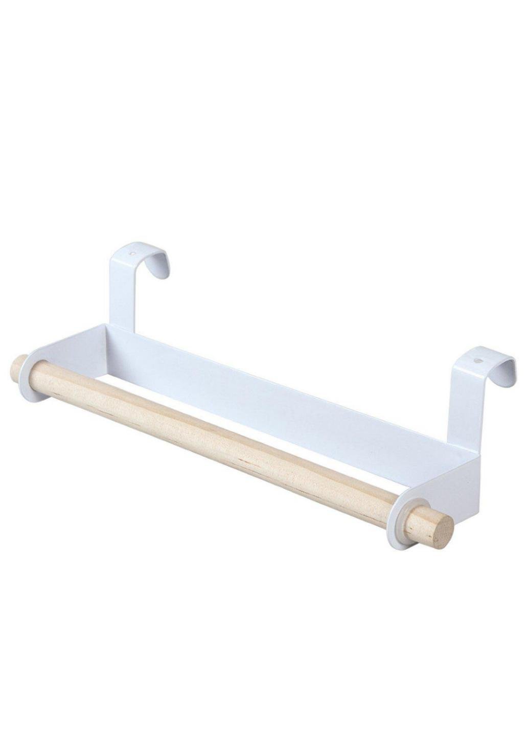 Держатель навесной Stenson из металла и дерева 26х6,5 см Белый (300410М)