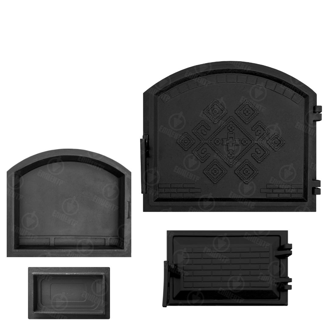 Комплект чавунних дверцят Замкова 490x420 мм/піддувальна Замкова 265x165 мм - фото 4