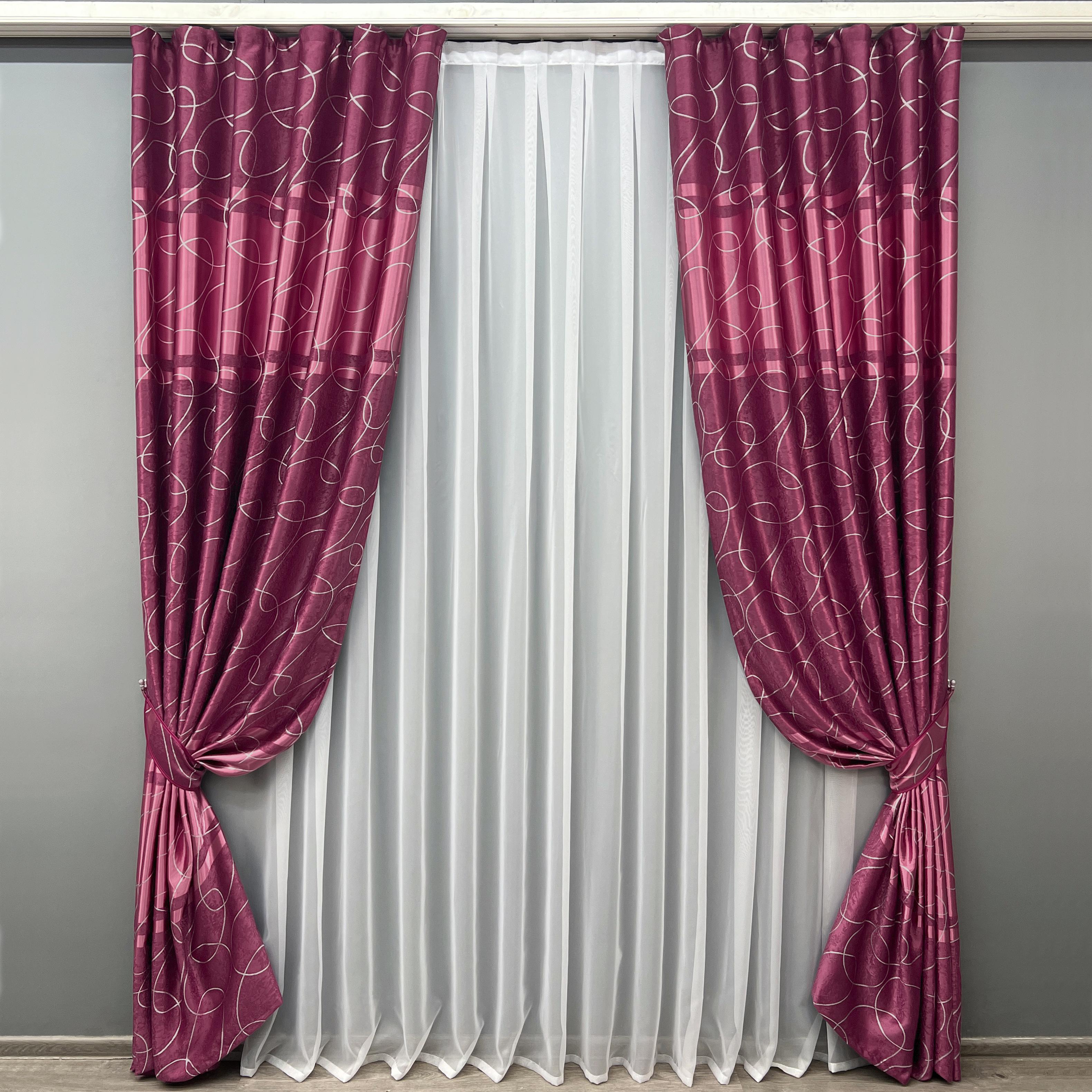 Комплект готових штор VR-Textil Софт Ліана №1920ш 150х270 см 2 шт. Малиновий (33-0977)