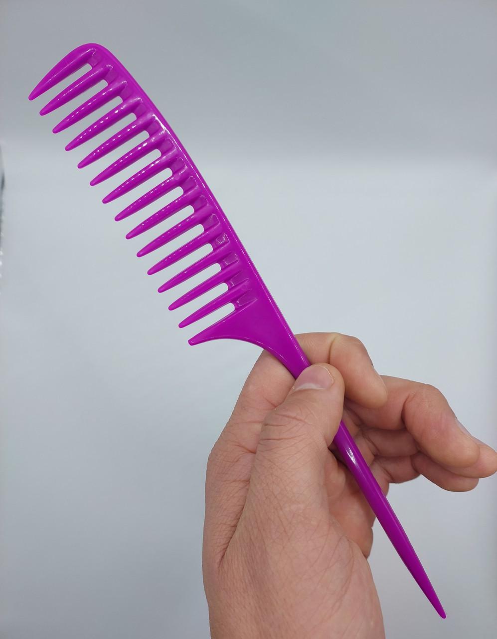 Гребінець перукарський для прочісування фарбованого волосся ДенІС professional з хвостиком Бузковий (1453070590) - фото 2