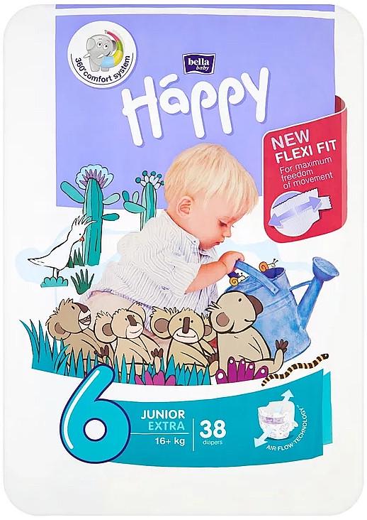 Подгузники детские Happy 6 Junior Extra 16+кг 38 шт.