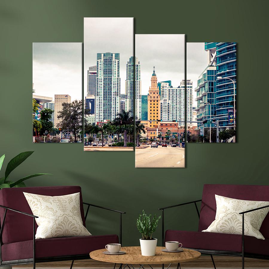 Картина город Красивые здание Майами 129x90 см (A750-4)