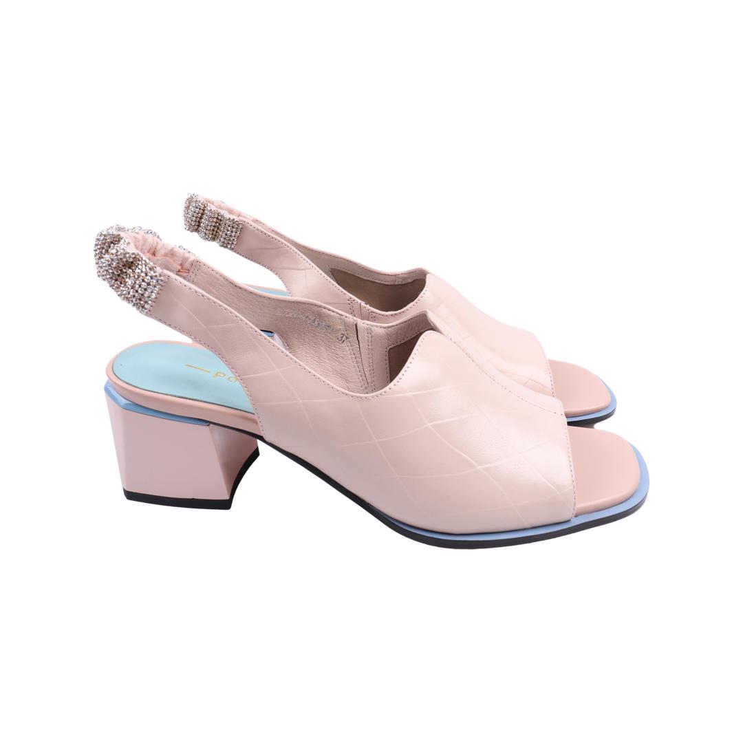 Босоножки женские Polann из кожи р. 37 Пудровый (213-22LB)