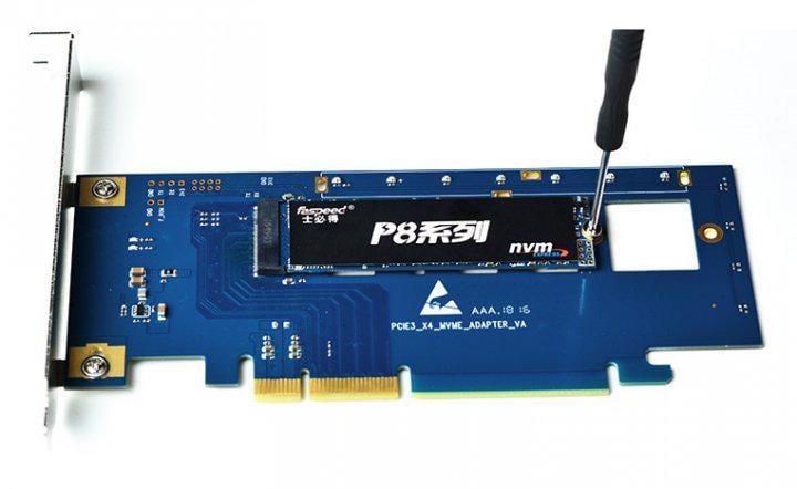 Адаптер Faspeed NVME PCI-E 3.0 16х to M.2 M-Key SSD LED підсвічування