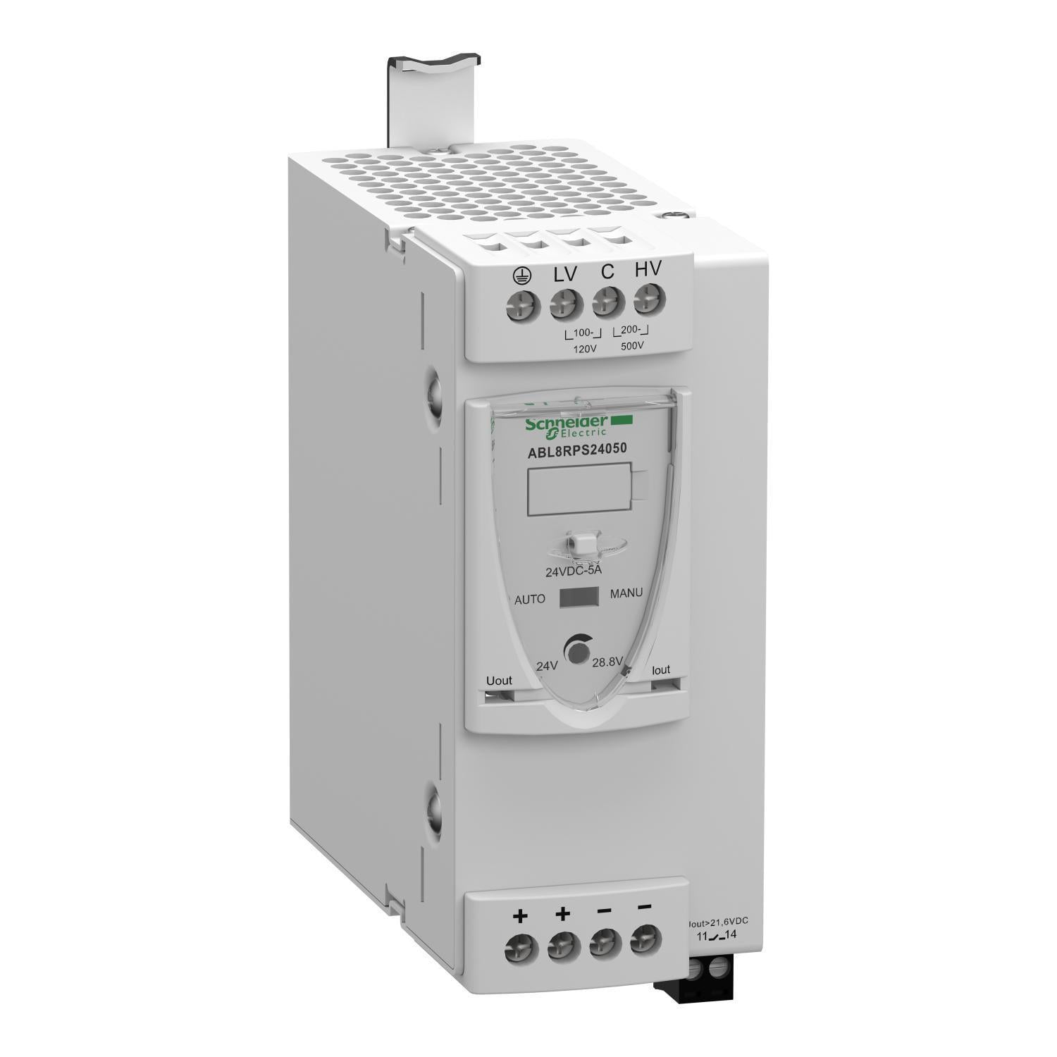 Блок питания на DIN-рейке Schneider Electric Modicon Power Supply 120 Вт 5A 24 В универсальный (ABL8RPS24050)