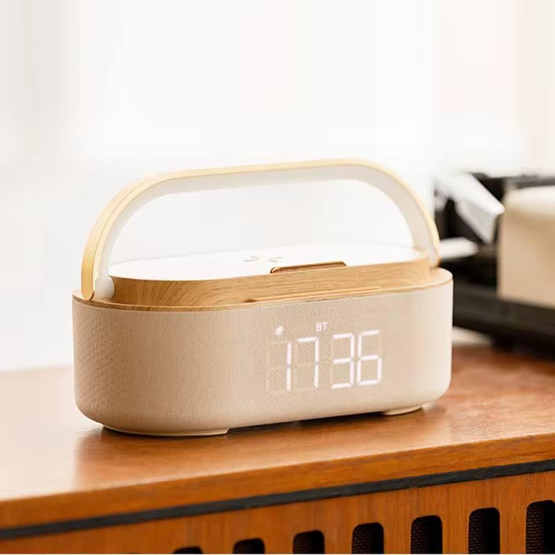 Портативна колонка Manta Verona 7в1 нічник/радіо FM/будильник з бездротовою зарядкою з акумулятором Бежевий (K1)