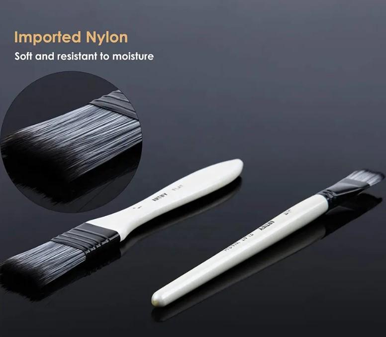 Набор профессиональных кистей Nylon Paint Brush с деревянной ручкой 10 шт. в пенале (00071) - фото 4