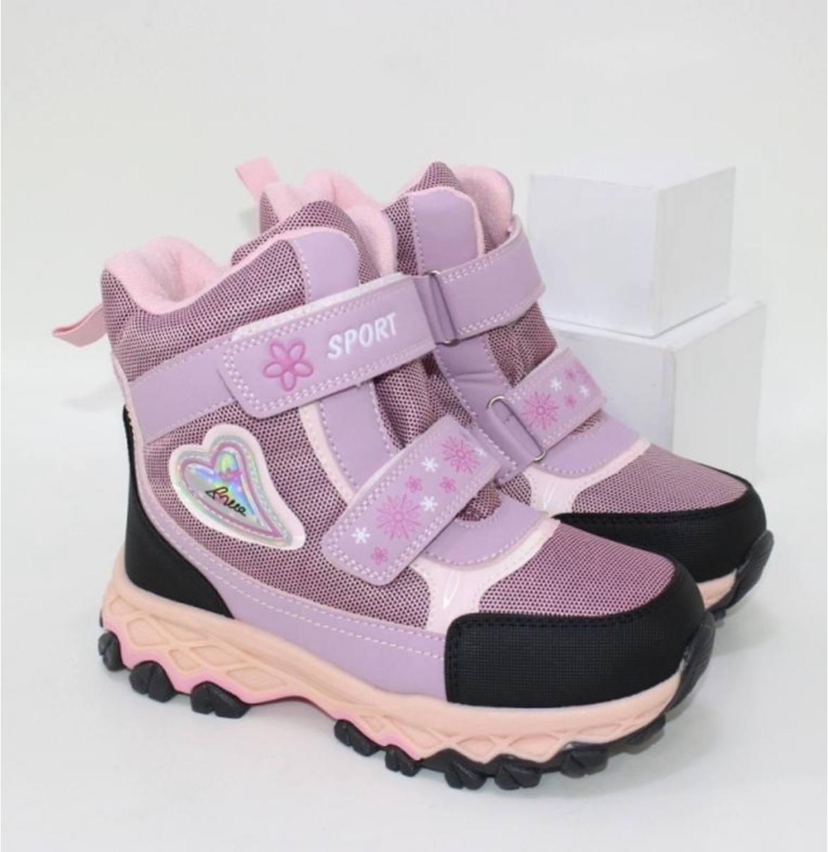 Черевики для дівчаток зимові BBT.kids на липучках р. 35 22 см Бузковий/Рожевий (T6951) Черевики для дівчаток зимові BBT.kids на липучках р. 35 22 см Бузковий/Рожевий (T6951)