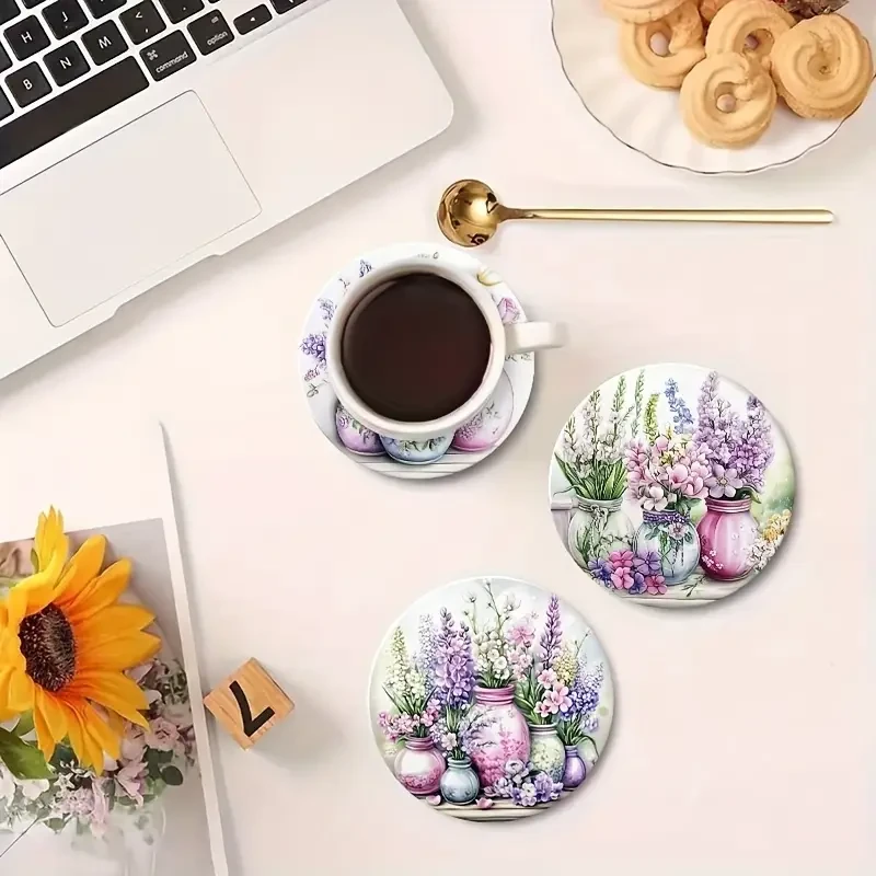 Набор деревянных подставок под чашки Цветы в вазах 6 шт. - фото 4 Набор деревянных подставок под чашки Цветы в вазах 6 шт. - фото 4