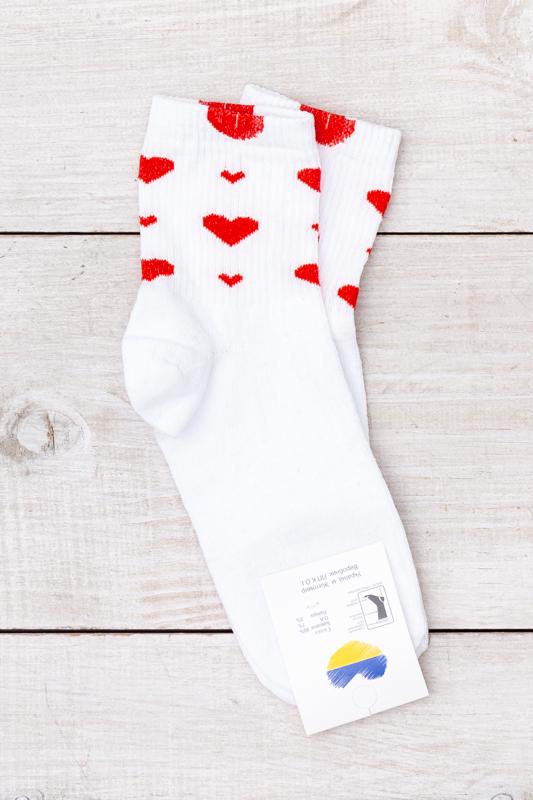 Шкарпетки жіночі з принтом Серця Носи Своє р. 36-41 Білий (15983)