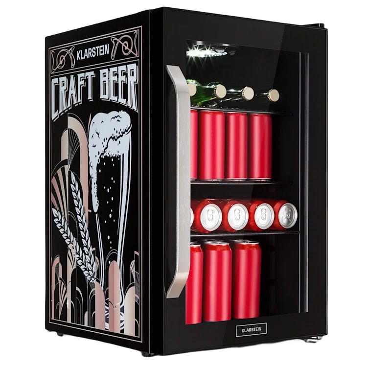 Холодильник-витрина KLARSTEIN Beersafe 70 Beer Edition панорамная стеклянная дверь из нержавеющей стали/3 полки (10041182)