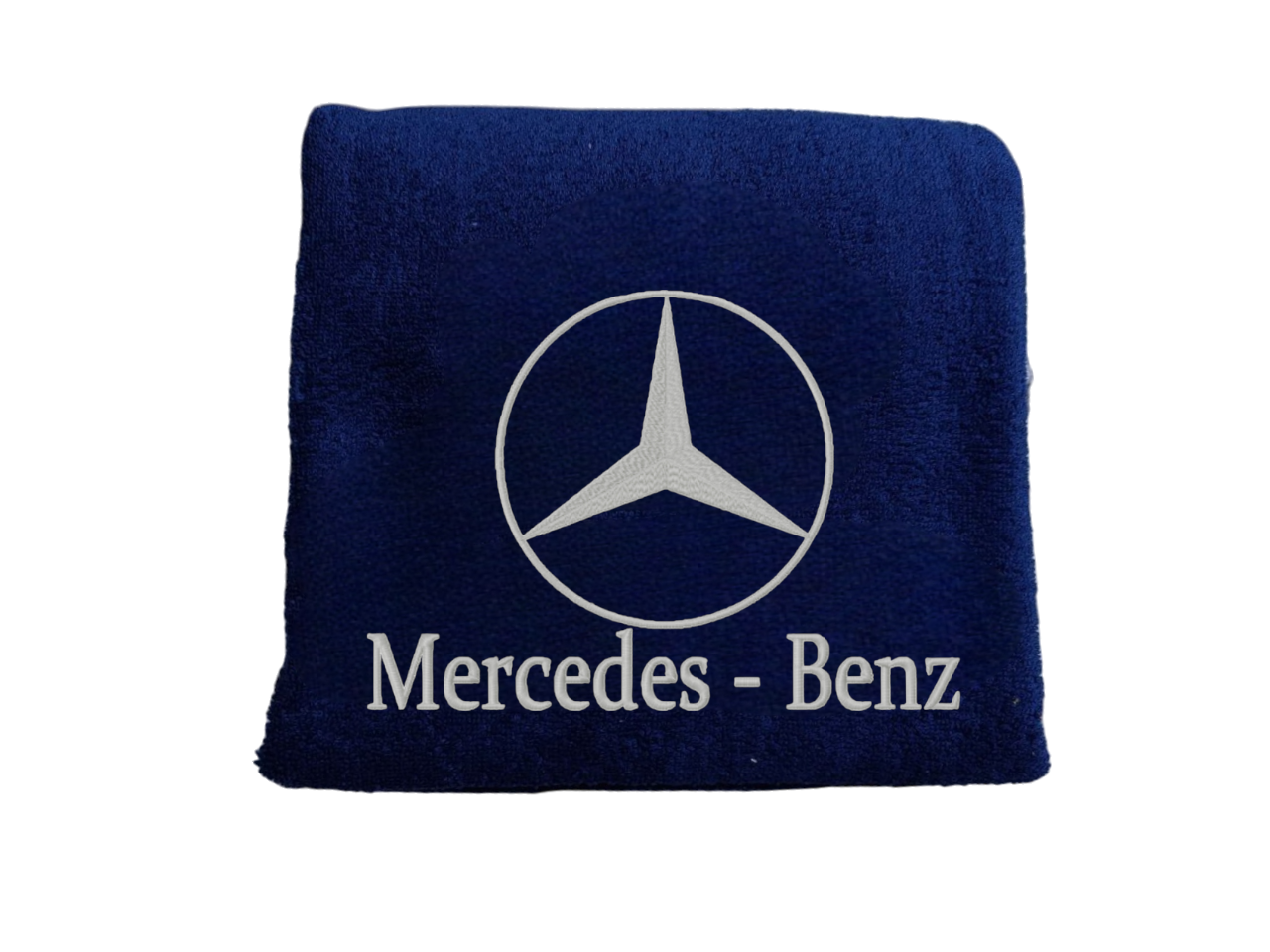 Рушник з вишивкою Mercedes махровий банний 70х140 Темно-синій (00451)