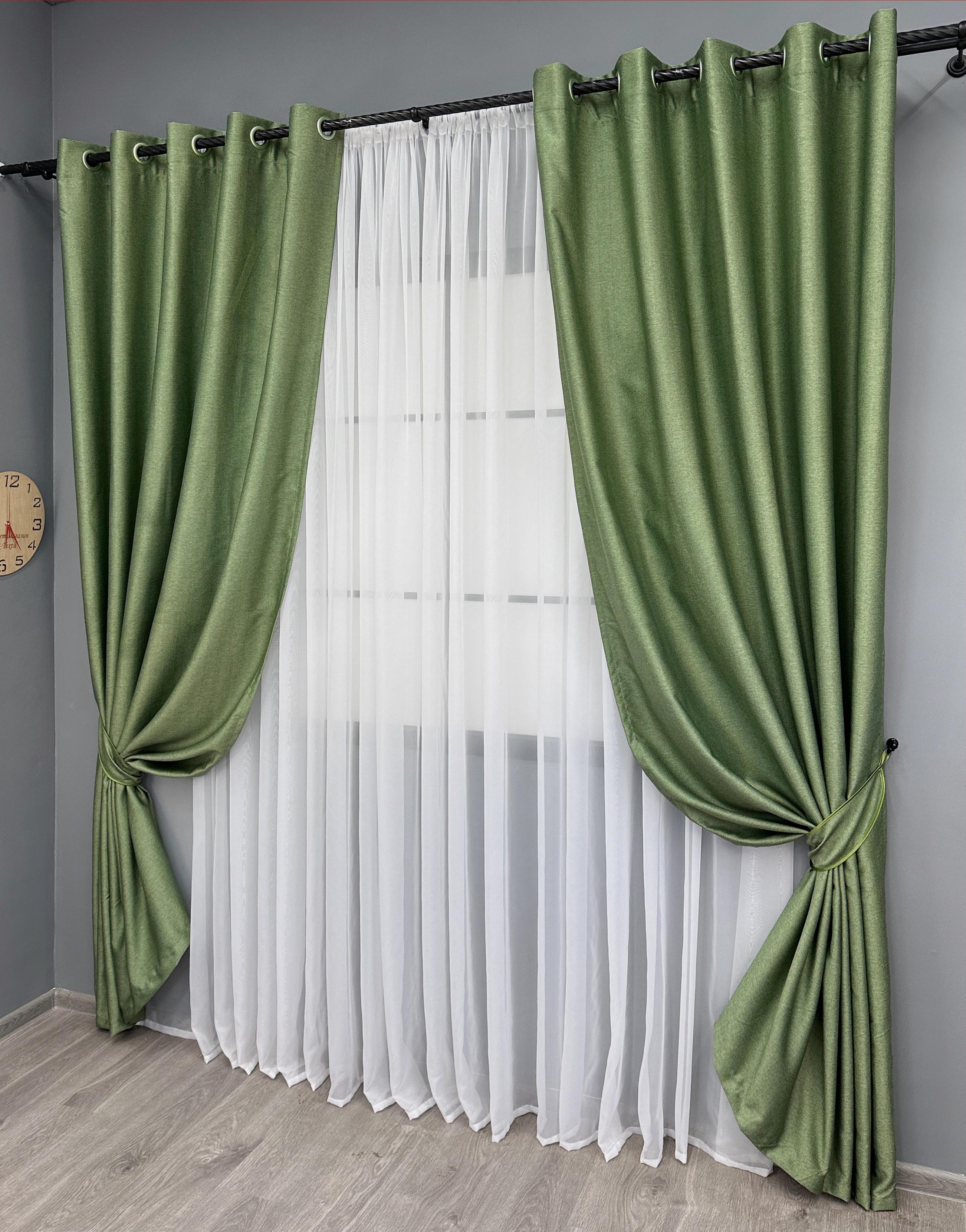 Комплект штор на люверсах VR-Textil Шенил однотонный № 1684ш 150х250 см 2 шт. Зеленый (37-0243) - фото 2 Комплект штор на люверсах VR-Textil Шенил однотонный № 1684ш 150х250 см 2 шт. Зеленый (37-0243) - фото 2