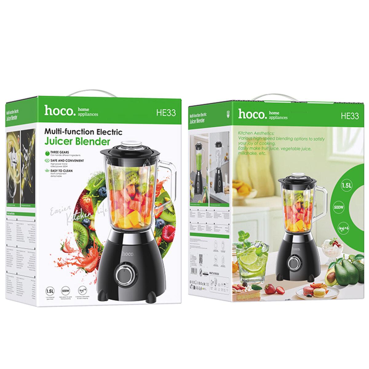 Блендер стаціонарний Hoco HE33 1,5L 500W electric retro juicer blender EU Black (6942007638234) - фото 5