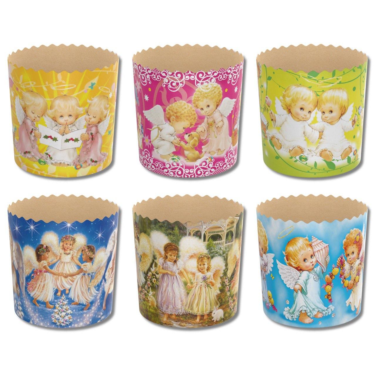 Форма для кулича Good Baking с ангелами 90х85 мм 50 шт. Светло-коричневый микс (PS174)
