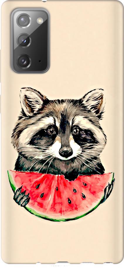 Чехол на Samsung Galaxy Note 20 Енотик с арбузом (4605m-2036-42517)