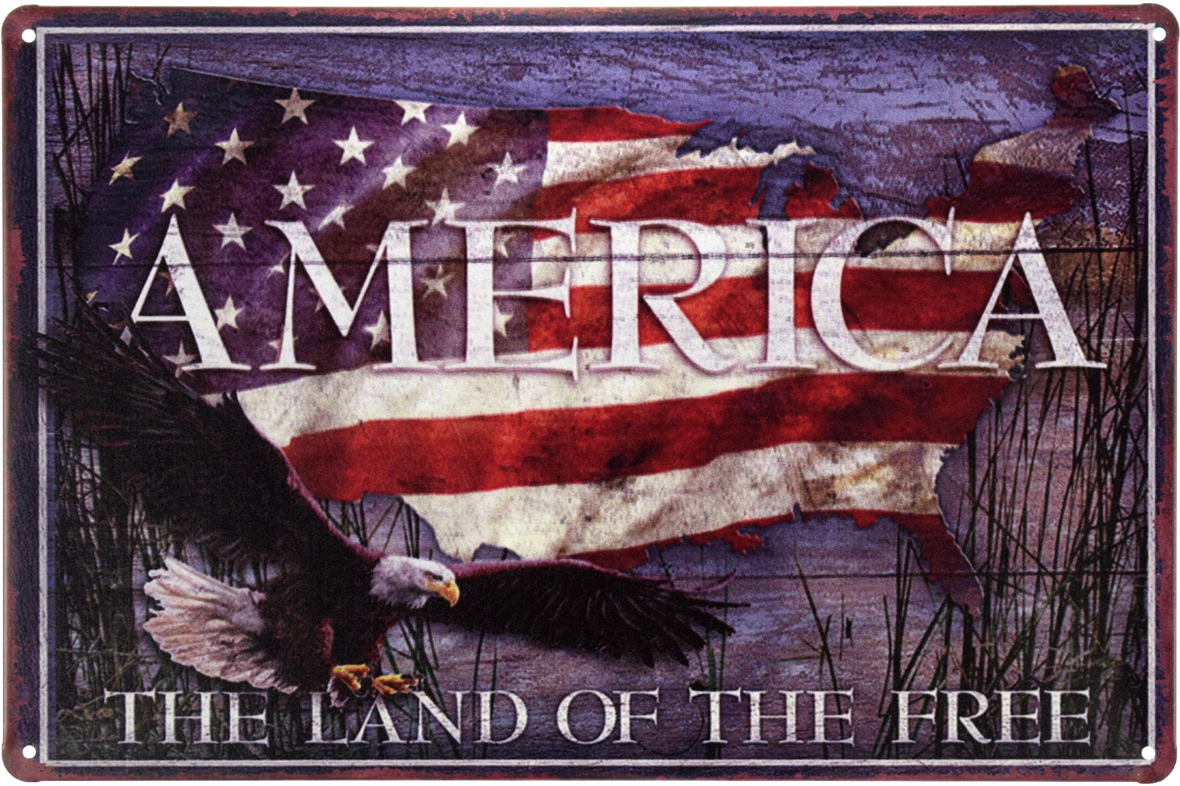 Табличка металлическая Америка Земля Свободных/America The Land Of The Free 20x30 см