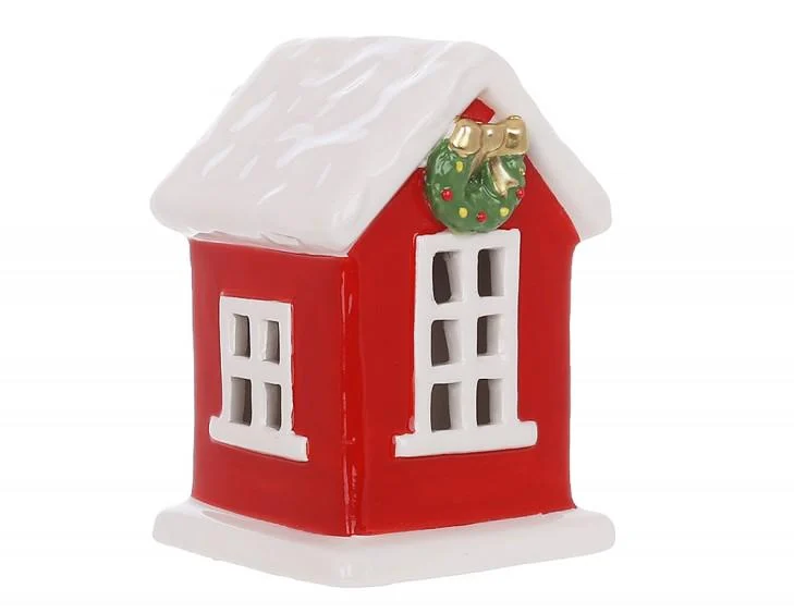 Фигурка Новогодний домик с LED подсветкой 7х7х11 см Красный (923308)
