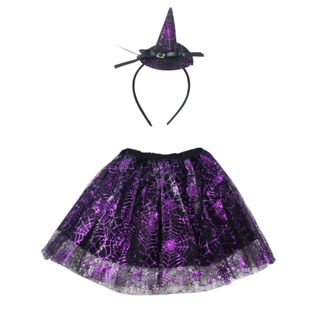 Карнавальный костюм Ведьмочки с ободком-шляпкой и юбкой Фиолетовый (2762653810)