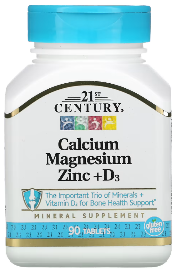 Кальций/магний/цинк и витамин Д3 21st Century Calcium Magnesium Zinc D3 90 таблеток