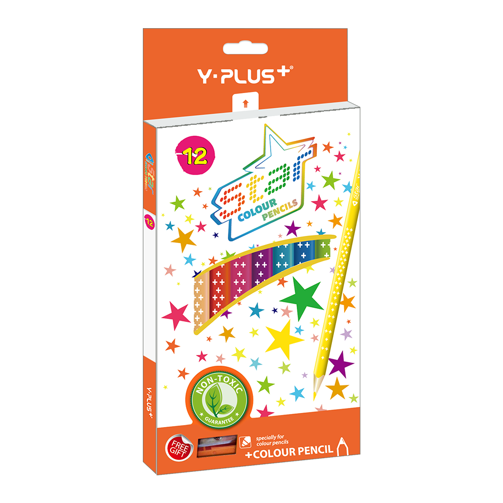Олівці Y-Plus STAR зі стругалкою 12 кольорів (PC230100)