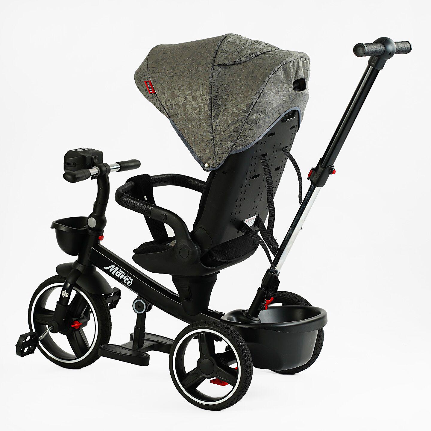 Велосипед дитячий триколісний Best Trike Marco 9155 PU складане кермо музична фара з батьківською ручкою Сірий (318-82) - фото 3 Велосипед дитячий триколісний Best Trike Marco 9155 PU складане кермо музична фара з батьківською ручкою Сірий (318-82) - фото 3