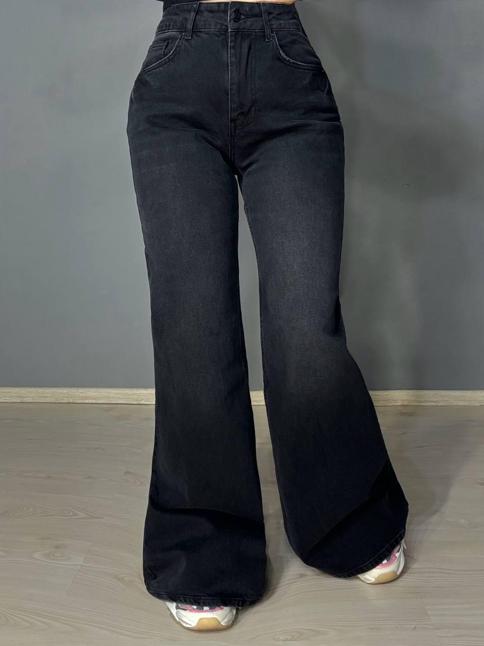 Джинсы женские Its Basic 3992-2 flare супер клеш широкие р. 36 Черный (5353) - фото 6