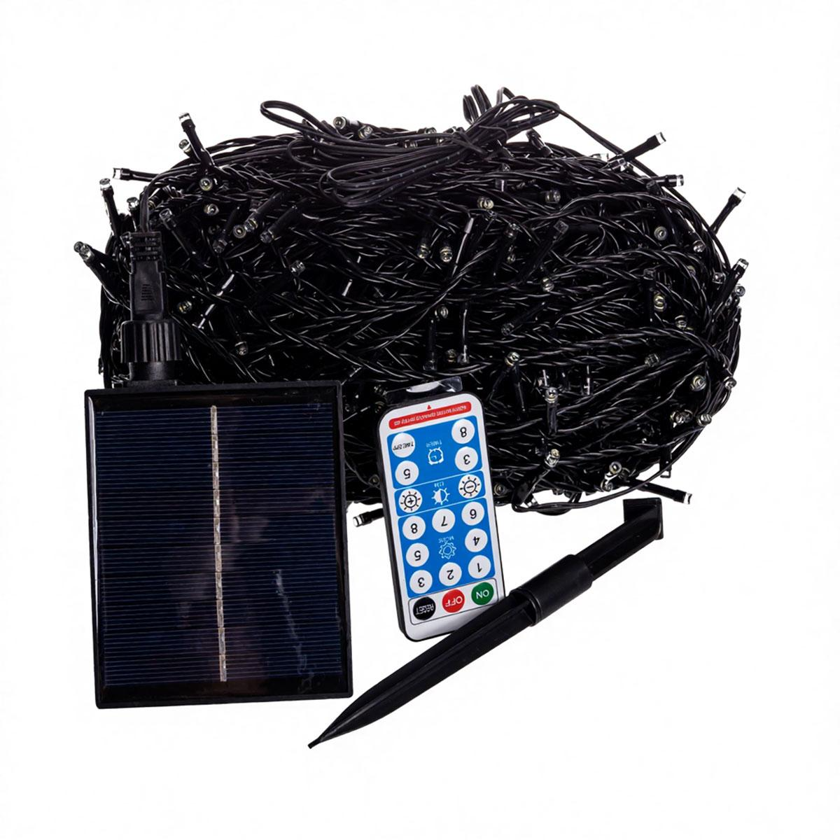 Гирлянда нитка уличная новогодняя с солнечной батареей и пультом 100 м 1000 LED диодов черный провод Белый свет (SB1000L100MBW) - фото 12 Гирлянда нитка уличная новогодняя с солнечной батареей и пультом 100 м 1000 LED диодов черный провод Белый свет (SB1000L100MBW) - фото 12