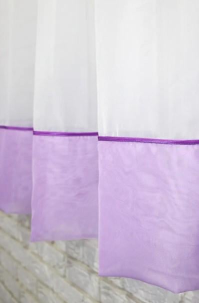 Занавеска кухонная шифон 280х170 см Сиреневый/Белый (047к) - фото 2 Занавеска кухонная шифон 280х170 см Сиреневый/Белый (047к) - фото 2