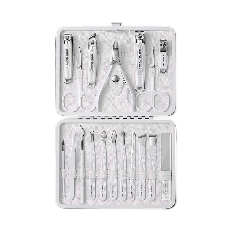 Набор маникюрный дорожный для профессионального ухода за ногтями 18 пред. Белый (MANIC-18O)