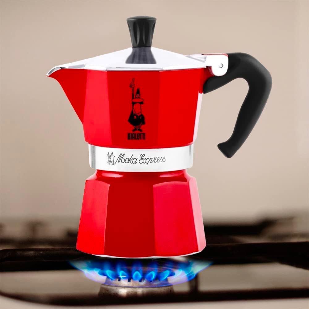 Гейзерна кавоварка Bialetti Moka Express на 3 чашки 130 мл Red - фото 2