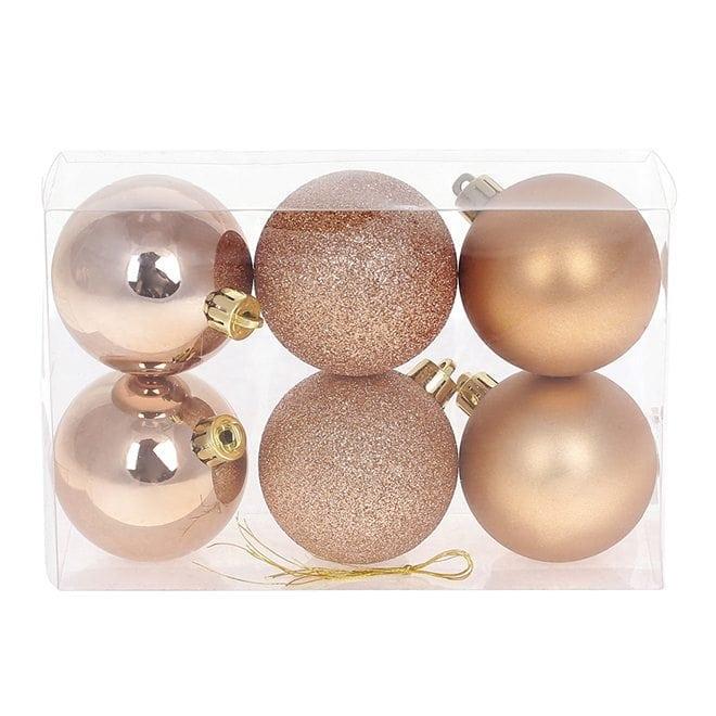 Набор новогодних шаров пластиковых d 6 см 6 шт. (12453)