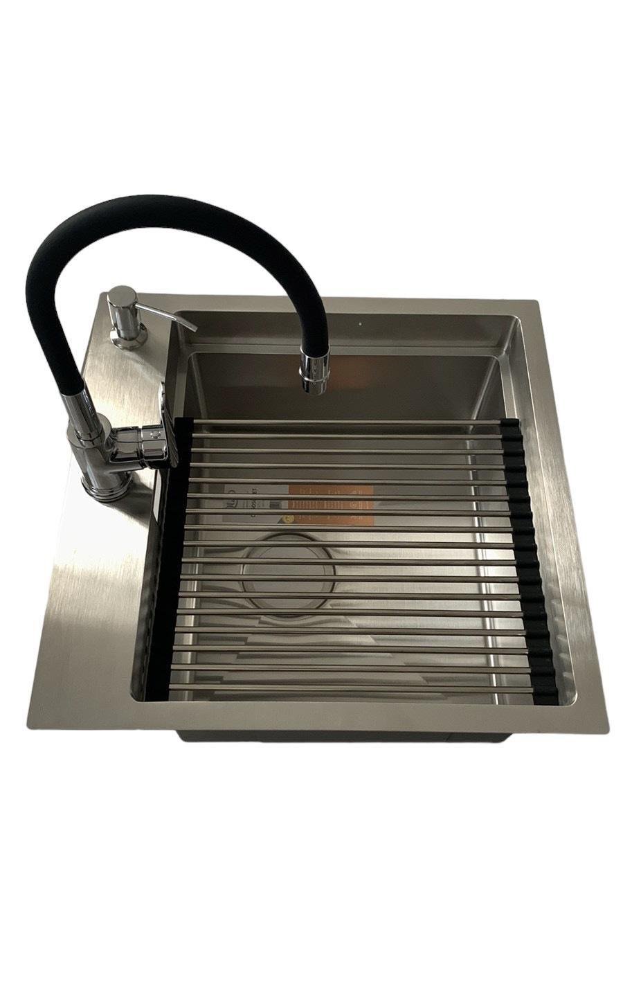 Мойка кухонная Qtap DH5050 интегрированная и смеситель QTap Linea CRB 007F (35447-21780) Мойка кухонная Qtap DH5050 интегрированная и смеситель QTap Linea CRB 007F (35447-21780)