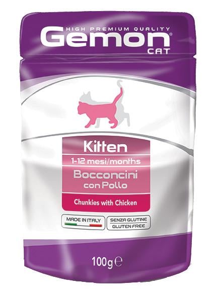 Корм для котов Gemon cat Wet Kitten Курица 100 г (8009470300896)