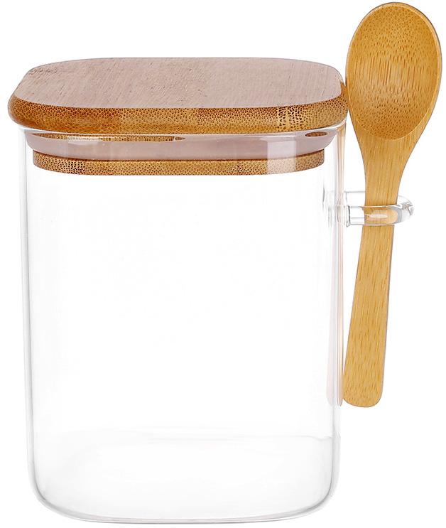 Банка кухонная Edinburgh стеклянная с деревянной крышкой и ложкой 950 мл