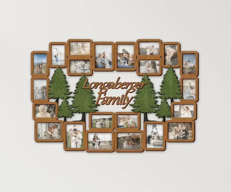 Фоторамка-коллаж с лесом для семейных фото Светло-коричневый (tree_pine_xl_collage-2) - фото 1 Фоторамка-коллаж с лесом для семейных фото Светло-коричневый (tree_pine_xl_collage-2) - фото 1