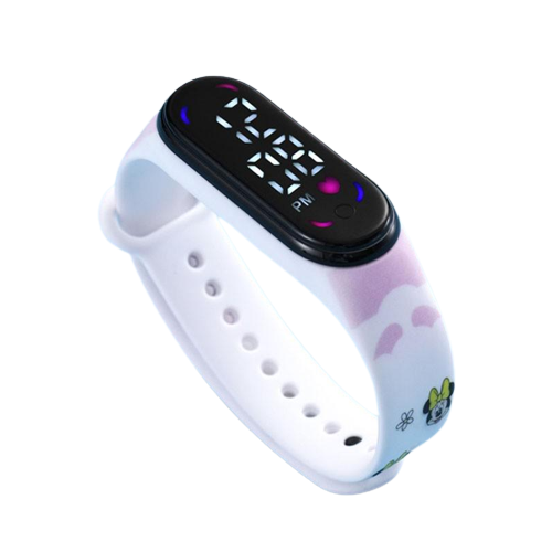 Часы электронные детские сенсорные Дисней Микки Маус с принтом на браслете водонепроницаемые Белый (1000094)