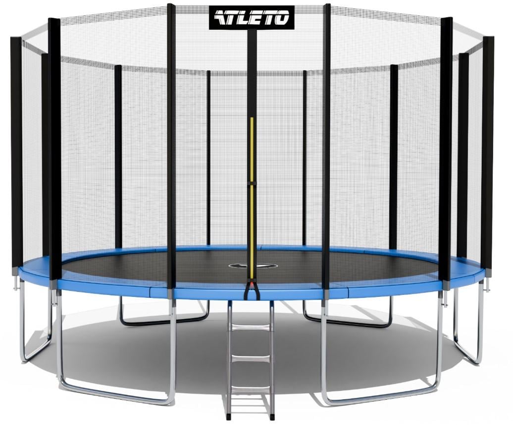 Батут детский с сеткой/лестницей 490 см Синий (5107)
