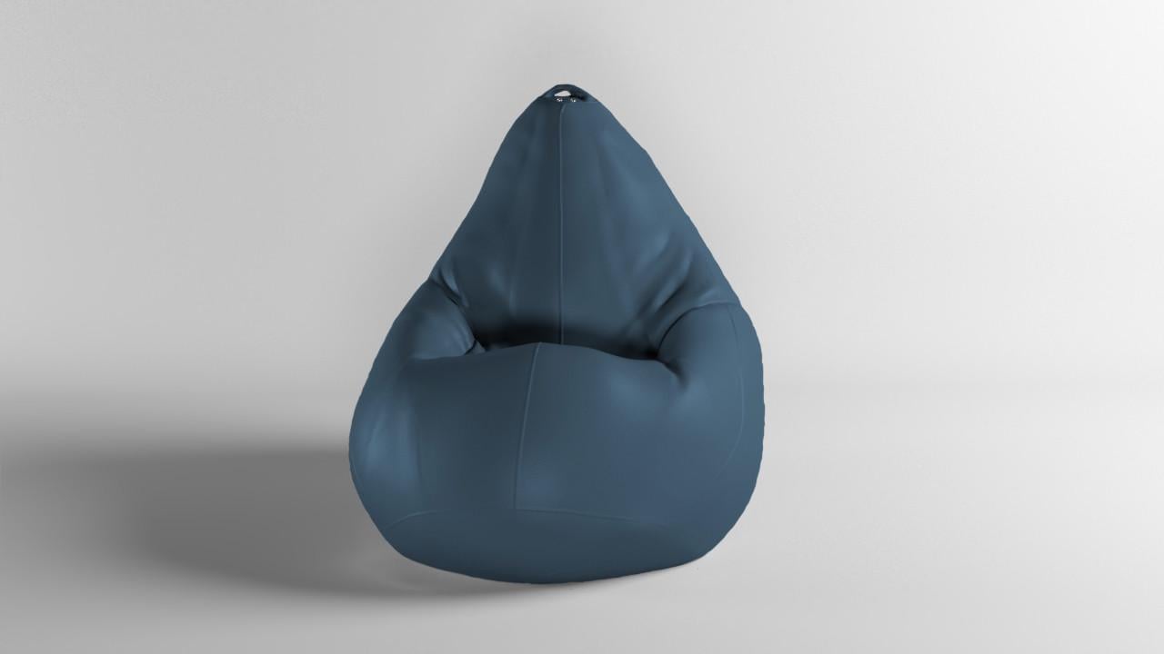 Бескаркасное кресло-мешок SkyPuff MEGA Груша Экокожа Zeus Delux XXXL 160х120 см Midnight Blue (160168)
