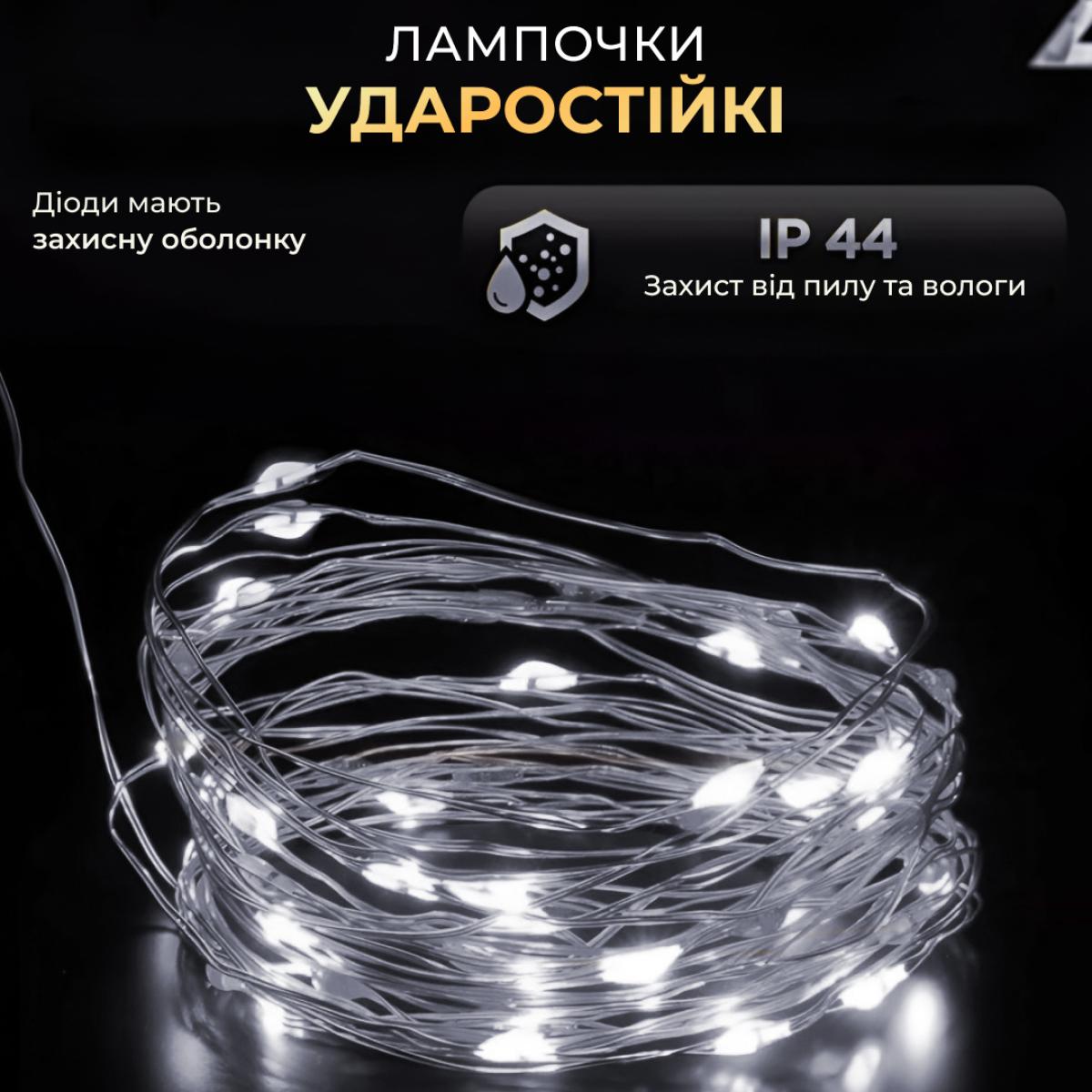 Гірлянда роса нитка 1000 LED з пультом від мережі 100 м Зелений дріт/Білий (260715) - фото 6