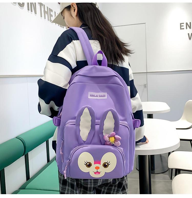 Школьный рюкзак для девочки Зайчик 5в1 5-11 класс Фиолетовый (27667983) - фото 3