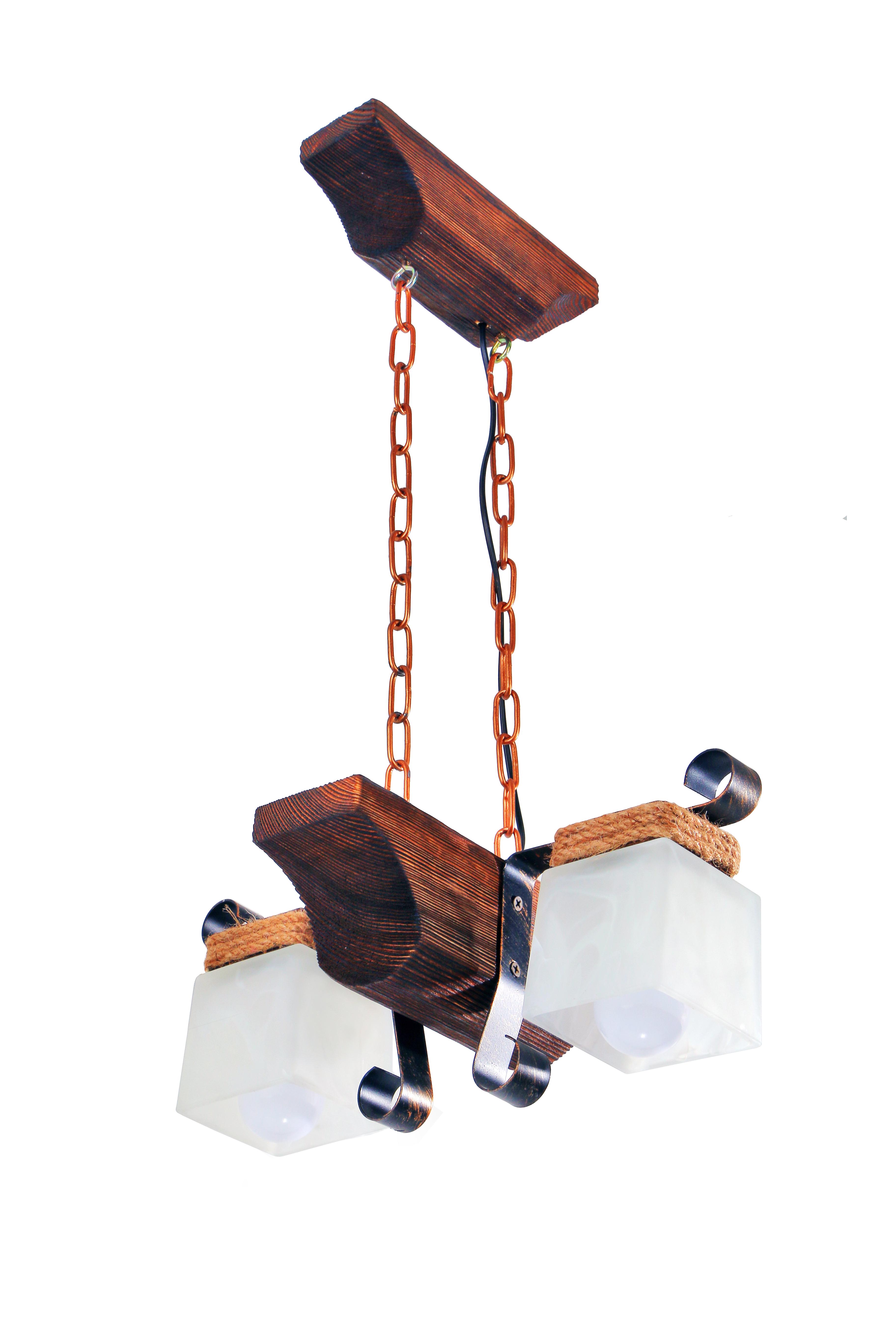 Люстра деревянная Sirius темный обжиг на 2 плафона (S7080/2