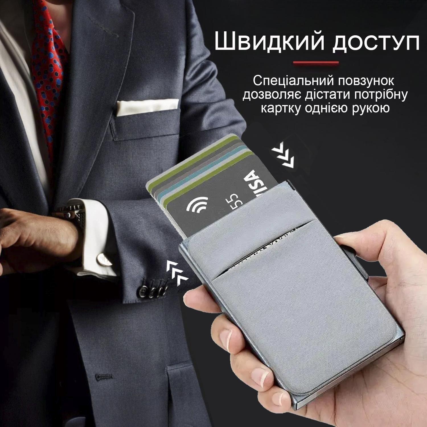 Картхолдер GDragon Home с RFID защитой алюминиевый Серый (125_4_0_4) - фото 5 Картхолдер GDragon Home с RFID защитой алюминиевый Серый (125_4_0_4) - фото 5