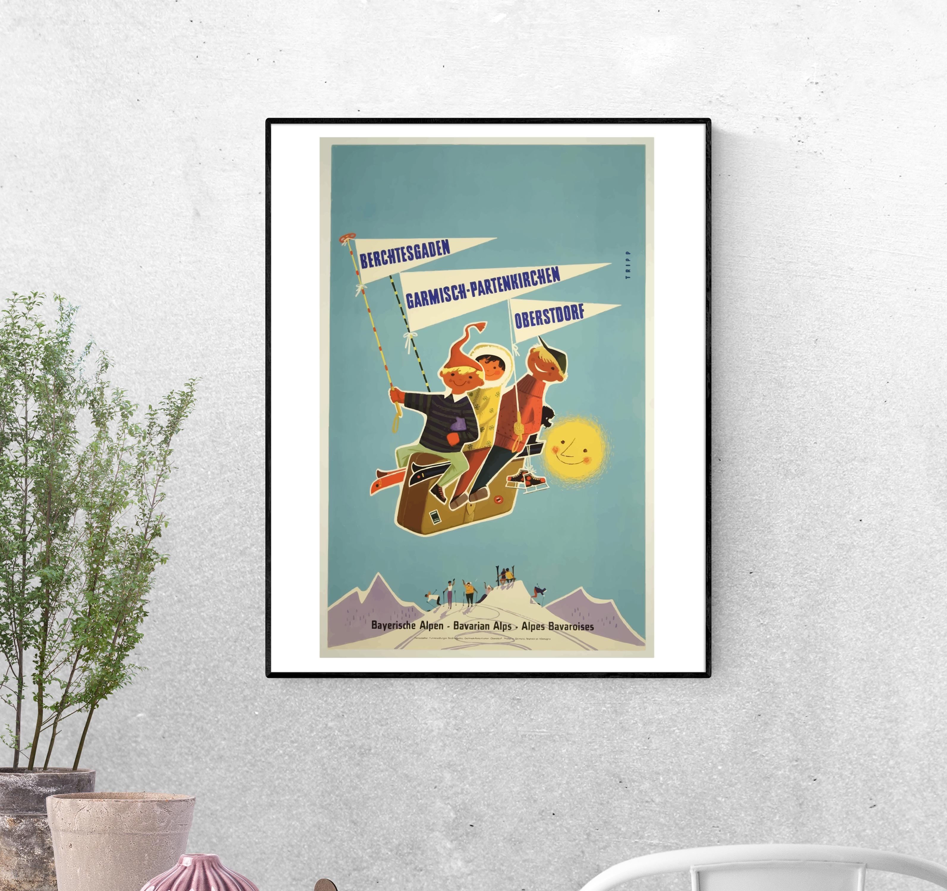 Тревел-постер Дети путешествуют формат А-4 (bavarian_alps_ austria_ germany_Poster)